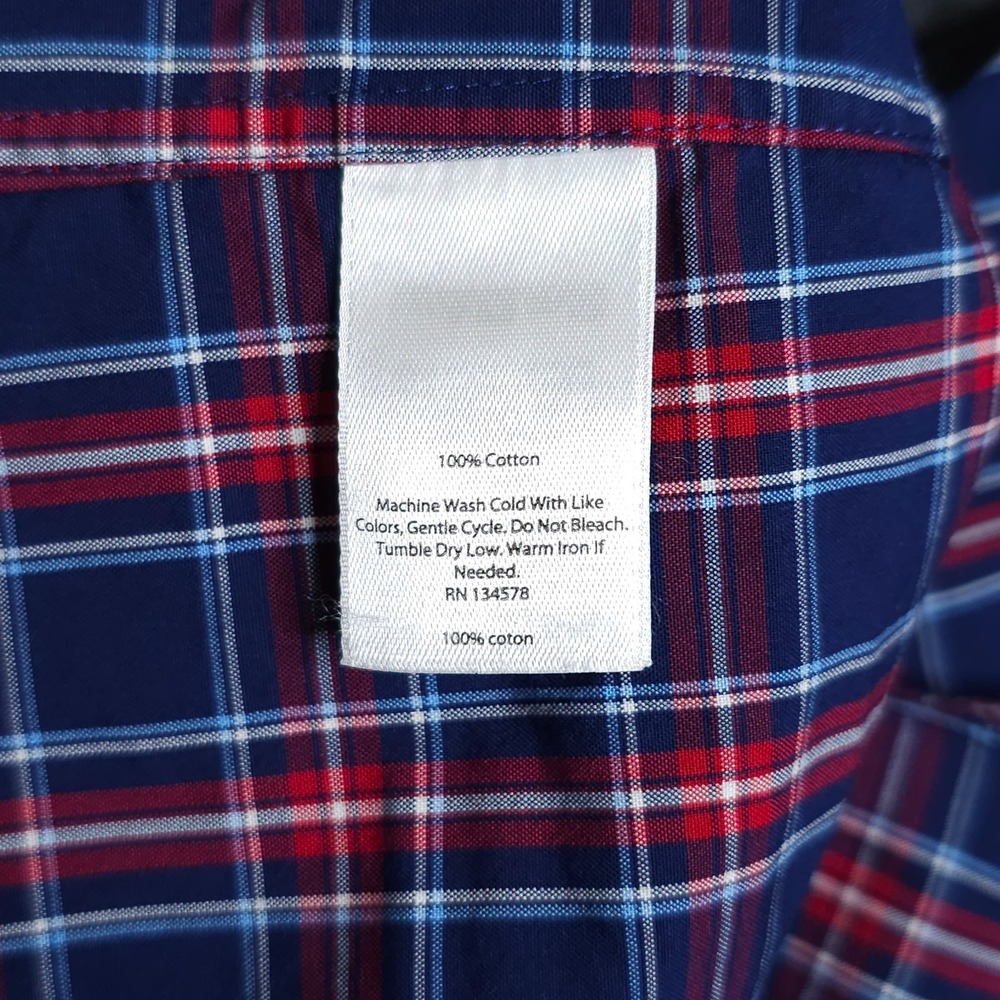 Vineyard Vines Dress Shirt Men's Small Blue Red Plaid Slim Fit Tucker Cotton - Picture 7 of 10